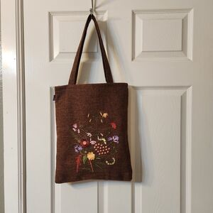 Elegant Brown Floral Tote Bag